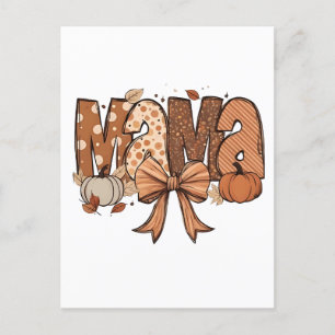 Retro Mama Coquette Bow Fall Autumn Thanksgiving Invitation Postcard