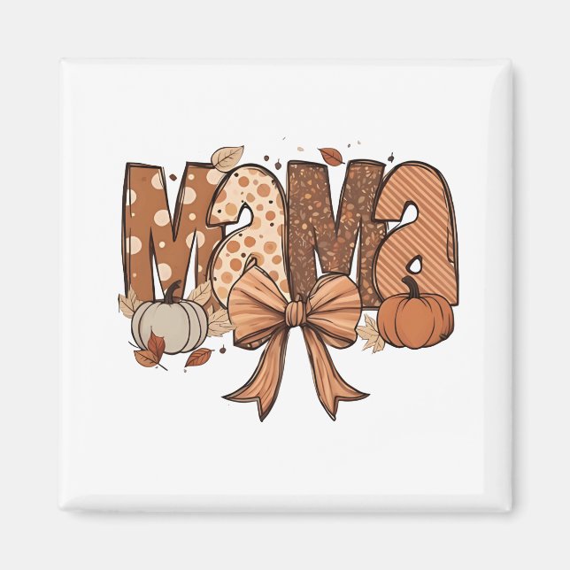 Retro Mama Coquette Bow Fall Autumn Thanksgiving  Magnet (Front)