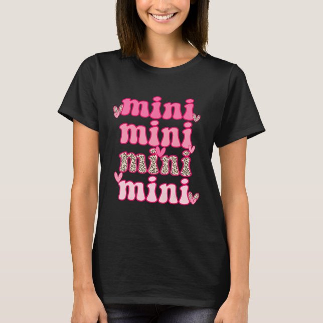 Retro Mama Mini Leopard Print Matching Valentine M T-Shirt (Front)
