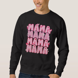 Retro Mama Valentine's Day Pink Leopard Heart Love Sweatshirt