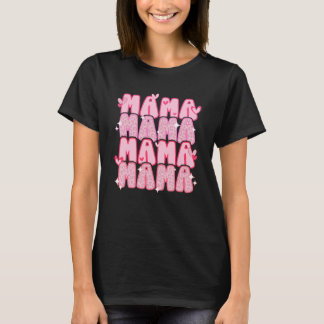 Retro Mama Valentine's Day Pink Leopard Heart Love T-Shirt