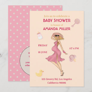 Retro Maman Blonde 2 Baby shower Party Invitation