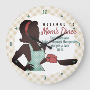 Retro Maman's Diner lingo frire cuisine horloge