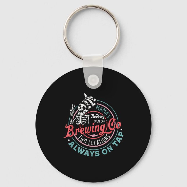 Retro Mama's Ery Brewing Co Funny Breastfeeding Sk Keychain (Front)