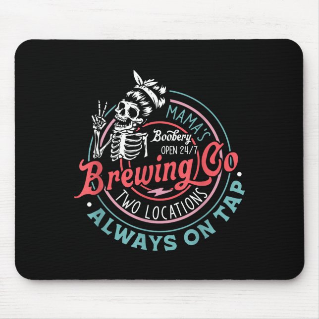 Retro Mama's Ery Brewing Co Funny Breastfeeding Sk Mouse Pad (Front)