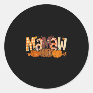 Retro Mamaw Pumpkin Fall Leaves Grandma Fall Thank Classic Round Sticker
