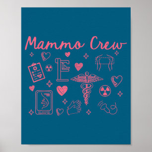 Retro Mammo Crew Radiology Valentines Mammo Techno Poster