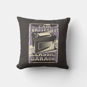 Retro Man Cave Classic Automotive-Battery Throw Pi Throw Pillow