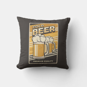 Retro Man Cave Classic -Cold Beer Throw Pillow