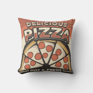 Retro Man Cave Classic Vintage Delicious Pizza Throw Pillow