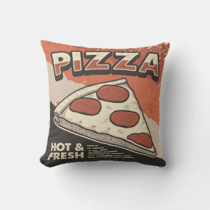 Retro Man Cave Classic Vintage Hot Pizza  Throw Pi Pillow