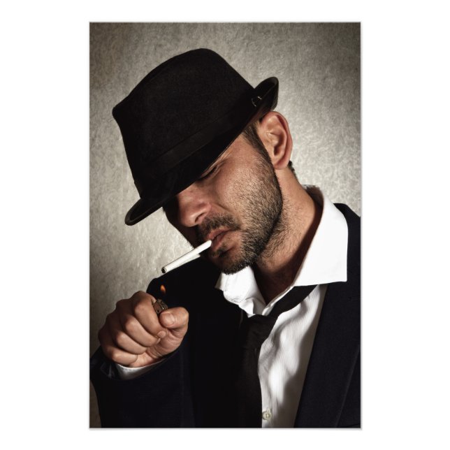 Retro man smoking photo print (Front)