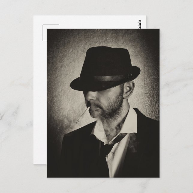 Retro man smoking postcard (Front/Back)