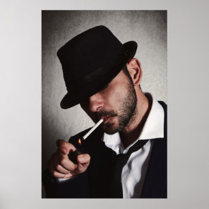 Retro man smoking poster