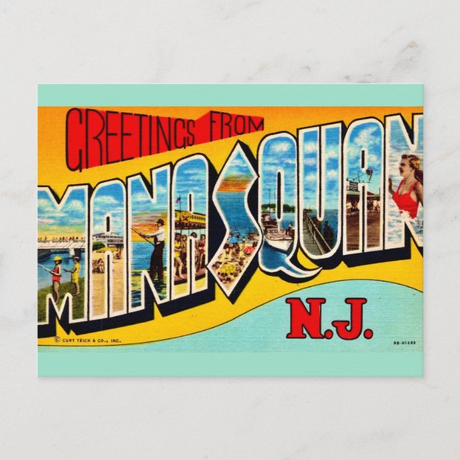 Retro Manasquan NJ Postcard (Front)