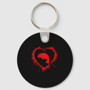 Retro Manatee Valentines Day Heart Shape My Valent Keychain