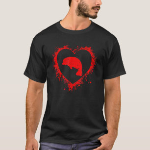 Retro Manatee Valentines Day Heart Shape My Valent T-Shirt