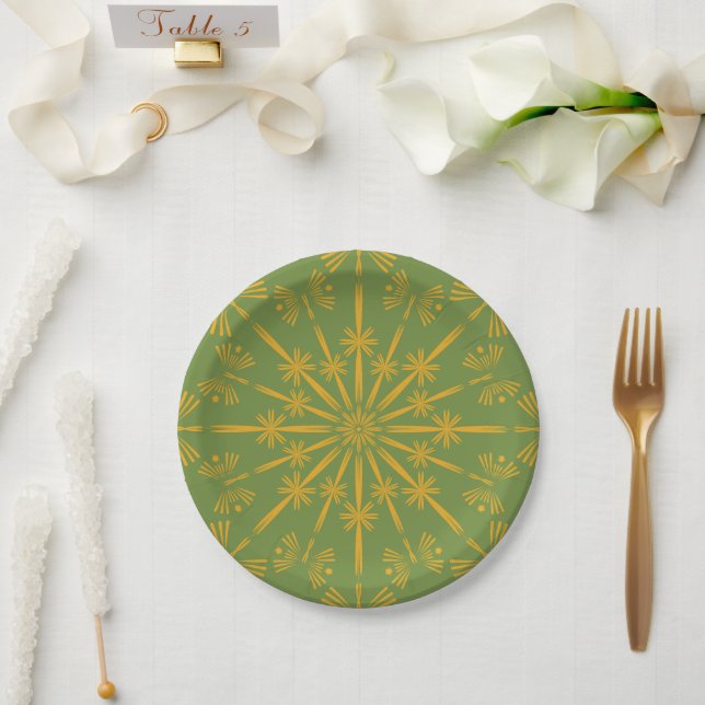 Retro Mandala Avocado 7" Paper Plates (Wedding)