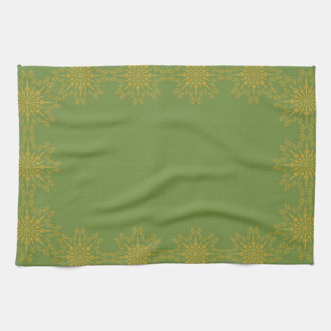 Retro Mandala Avocado Kitchen Towel (Horizontal)