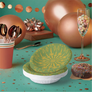 Retro Mandala Avocado Paper Bowls Plate