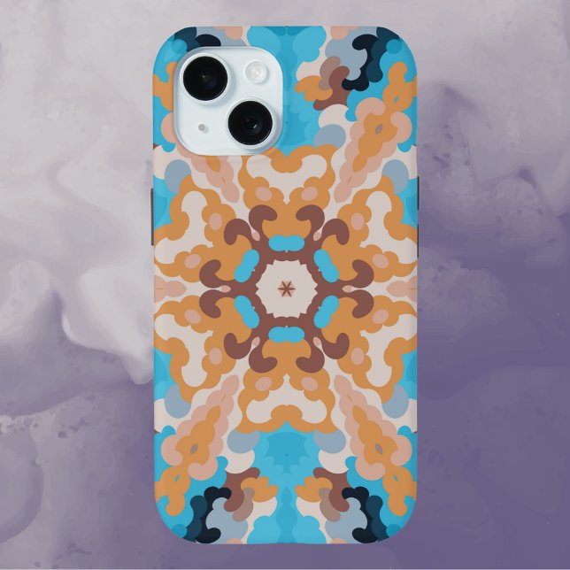 Retro Mandala Blue and Orange Case-Mate iPhone Case (Creator Uploaded)