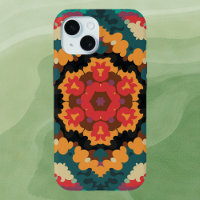 Retro Mandala Blue Orange and Red