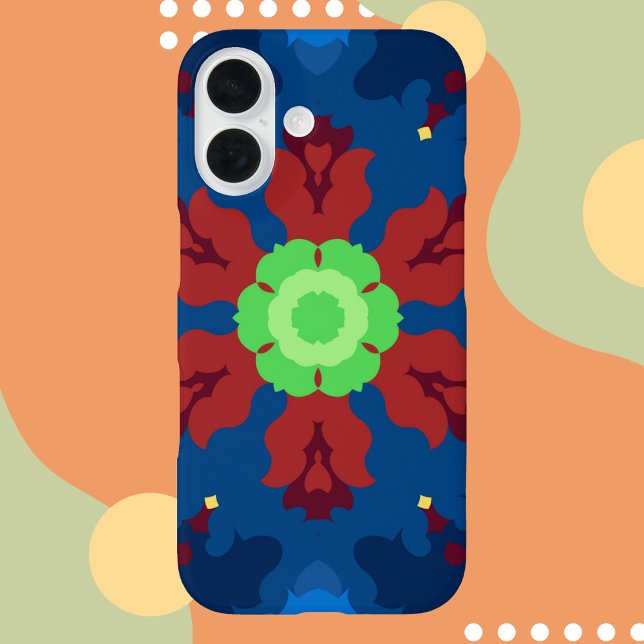 Retro Mandala Blue Red and Green Case-Mate iPhone Case (Creator Uploaded)