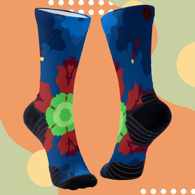 Retro Mandala Blue Red and Green Socks (Creator Uploaded)