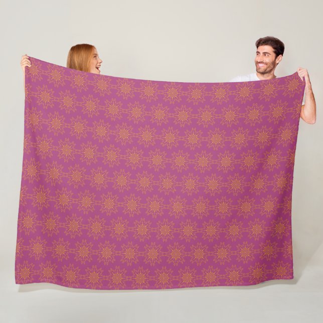 Retro Mandala Boysenberry Fleece Blanket (3 Sizes) (In Situ)