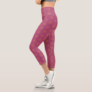 Retro Mandala Boysenberry High Waisted Capris