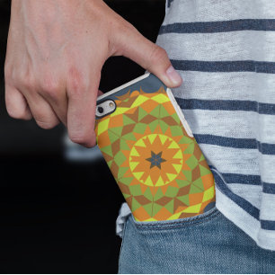 Retro Mandala Flower Blue Orange and Yellow iPhone 11 Case