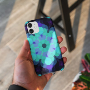 Retro Mandala Flower Blue Purple and Green iPhone 11 Case
