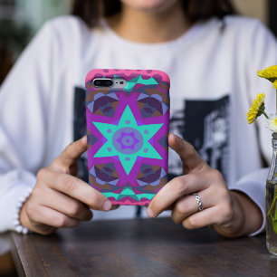 Retro Mandala Flower Blue Purple and Pink iPhone 11 Case