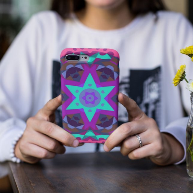 Retro Mandala Flower Blue Purple and Pink Case-Mate iPhone Case (Creator Uploaded)