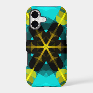 Retro Mandala Flower Blue Yellow and Black