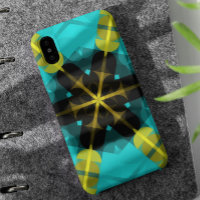 Retro Mandala Flower Blue Yellow and Black