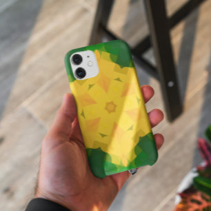 Retro Mandala Flower Green and Yellow iPhone 11 Case