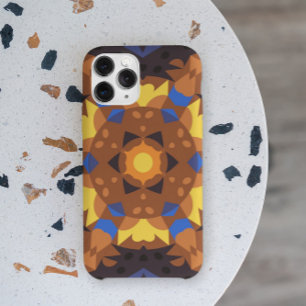 Retro Mandala Flower Orange Yellow and Blue iPhone 11 Case