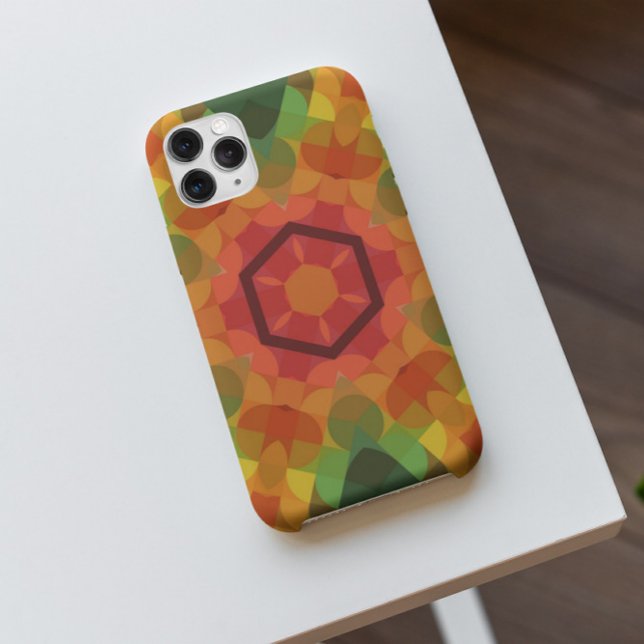 Retro Mandala Flower Orange Yellow and Green Case-Mate iPhone Case (Creator Uploaded)