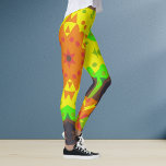 Retro Mandala Flower Orange Yellow and Green Leggings<br><div class="desc">This retro mandala design features orange,  yellow,  and green. Funky and vibrant visuals for anyone who likes bright colours!</div>