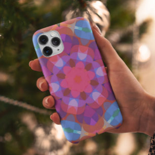 Retro Mandala Flower Pink Blue and Purple iPhone 11 Case