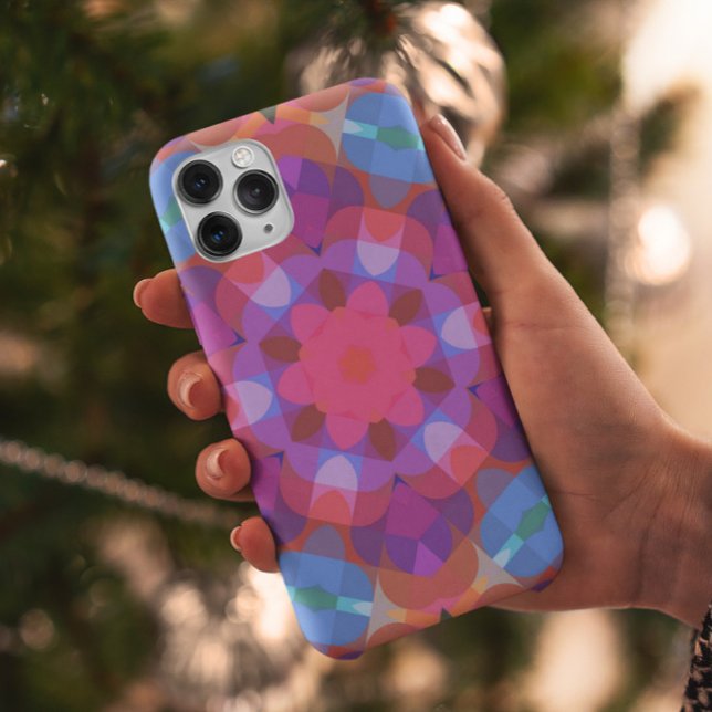Retro Mandala Flower Pink Blue and Purple Case-Mate iPhone Case (Creator Uploaded)
