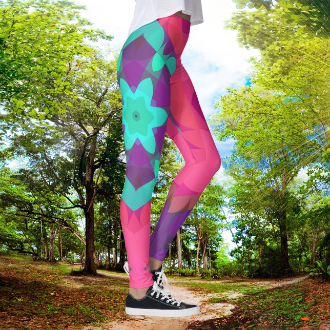Retro Mandala Flower Pink Blue and Purple Leggings (Creator Uploaded)