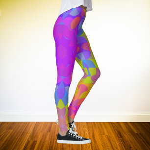 Retro Mandala Flower Pink Green and Blue Leggings