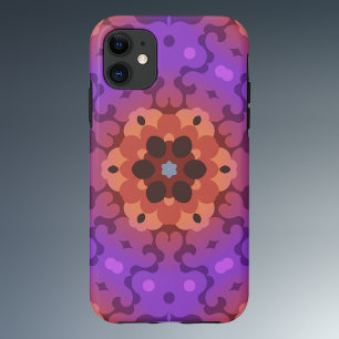 Retro Mandala Flower Purple and Red iPhone 11 Case