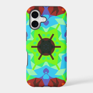 Retro Mandala Flower Red Blue and Green