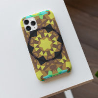 Retro Mandala Flower Yellow Blue and Green
