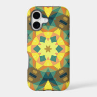 Retro Mandala Flower Yellow Green and Orange