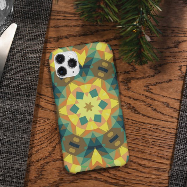 Retro Mandala Flower Yellow Green and Orange Case-Mate iPhone Case (Creator Uploaded)