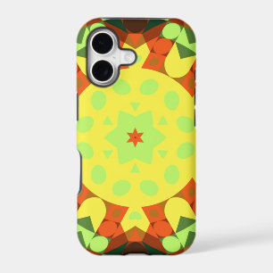 Retro Mandala Flower Yellow Orange and Green